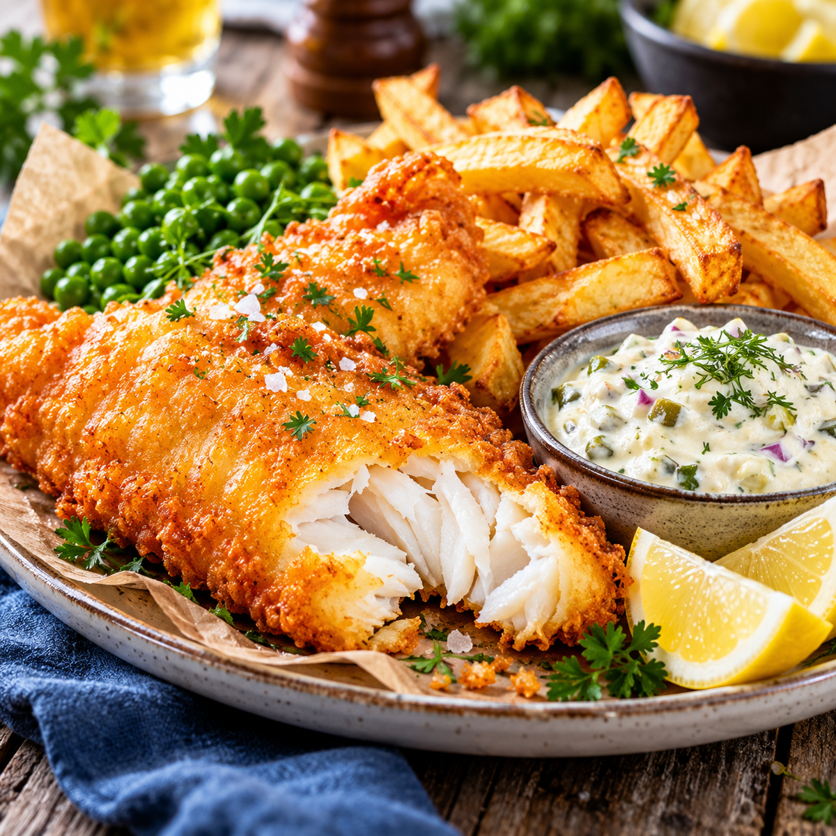 Klassisk Fish & Chips på kolja med tartarsås